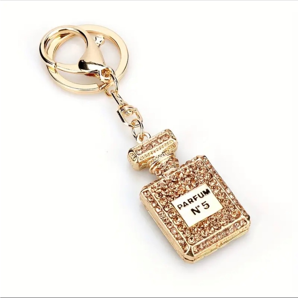 Dazzling Rhinestone Keychain - Full-Diamond Perfume Bottle Design - Picture 3 of 3